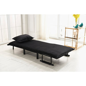 English Elm Fabric Click Clack Convertible Chair Polyester Upholstered Sleeper for Living Room Spaces Black B011P560984