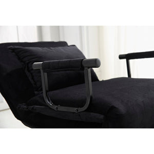 English Elm Fabric Click Clack Convertible Chair Polyester Upholstered Sleeper for Living Room Spaces Black B011P560984