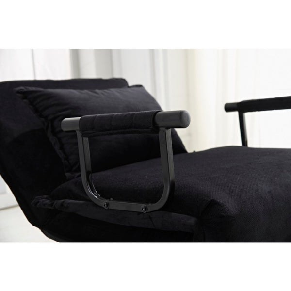 English Elm Fabric Click Clack Convertible Chair Polyester Upholstered Sleeper for Living Room Spaces Black B011P560984
