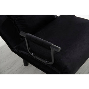 English Elm Fabric Click Clack Convertible Chair Polyester Upholstered Sleeper for Living Room Spaces Black B011P560984