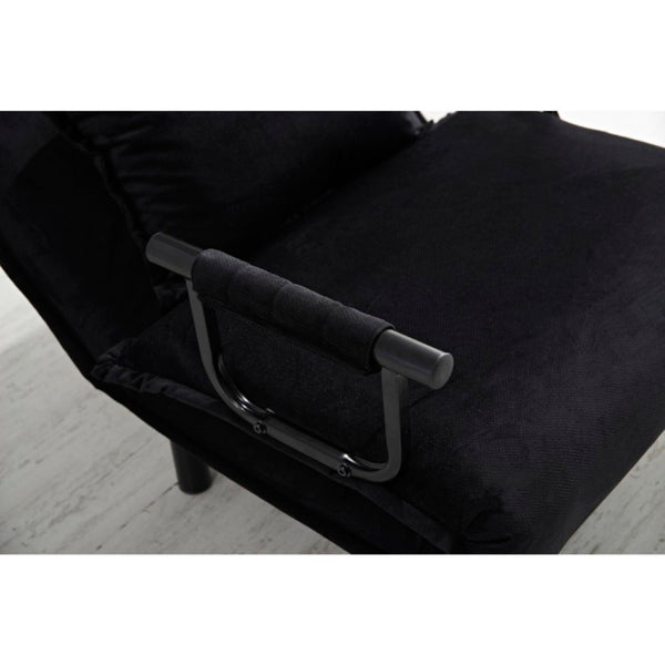 English Elm Fabric Click Clack Convertible Chair Polyester Upholstered Sleeper for Living Room Spaces Black B011P560984