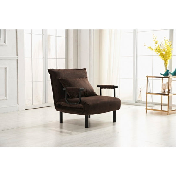 English Elm Fabric Click Clack Convertible Chair Polyester Upholstered Sleeper for Living Room Spaces Dark Brown B011P560985