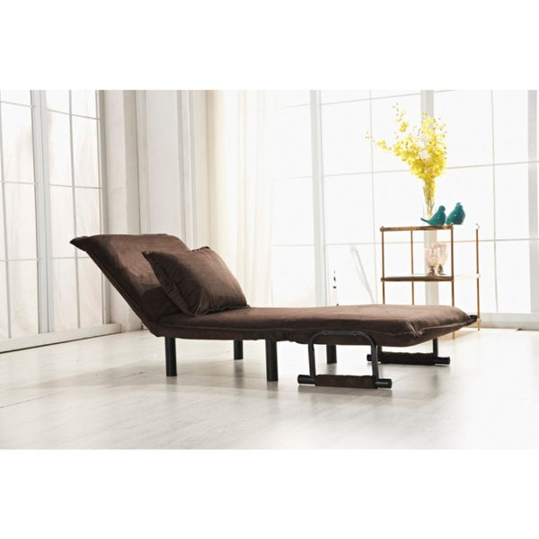 English Elm Fabric Click Clack Convertible Chair Polyester Upholstered Sleeper for Living Room Spaces Dark Brown B011P560985