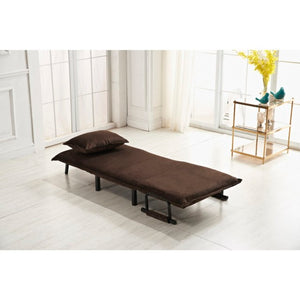 English Elm Fabric Click Clack Convertible Chair Polyester Upholstered Sleeper for Living Room Spaces Dark Brown B011P560985