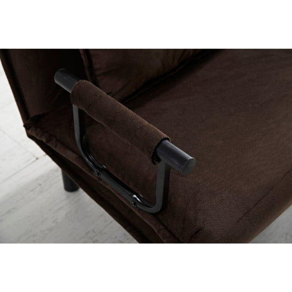 English Elm Fabric Click Clack Convertible Chair Polyester Upholstered Sleeper for Living Room Spaces Dark Brown B011P560985