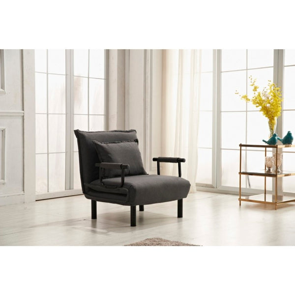 English Elm Fabric Click Clack Convertible Chair Polyester Upholstered Sleeper for Living Room Spaces Gray B011P560986