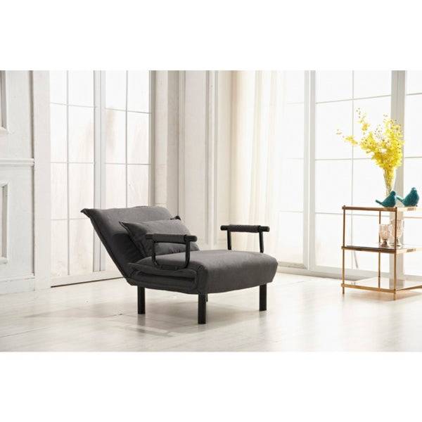 English Elm Fabric Click Clack Convertible Chair Polyester Upholstered Sleeper for Living Room Spaces Gray B011P560986