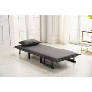 English Elm Fabric Click Clack Convertible Chair Polyester Upholstered Sleeper for Living Room Spaces Gray B011P560986