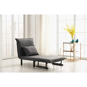 English Elm Fabric Click Clack Convertible Chair Polyester Upholstered Sleeper for Living Room Spaces Gray B011P560986