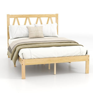English Elm 1Pc Solid Wood Queen Platform Bed Natural Grain Low Profile Modern Bedroom Frame B011P561012