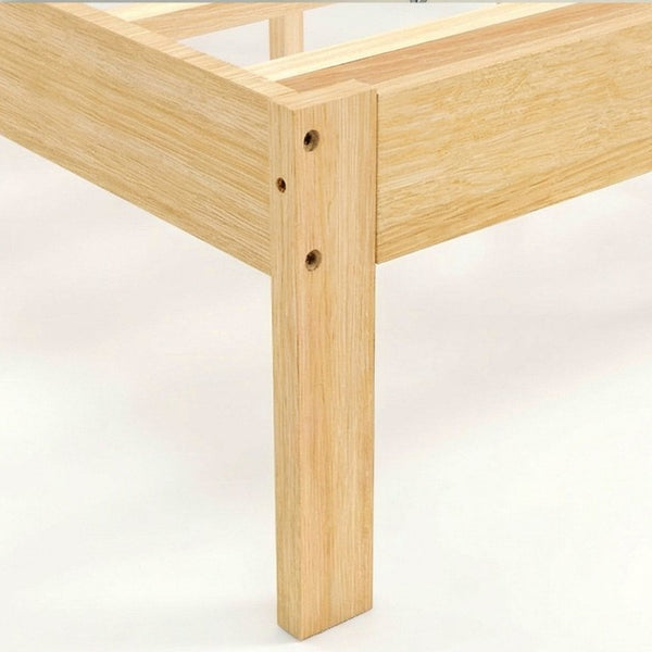 English Elm 1Pc Solid Wood Queen Platform Bed Natural Grain Low Profile Modern Bedroom Frame B011P561012