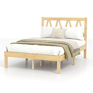 English Elm 1Pc Solid Wood Queen Platform Bed Natural Grain Low Profile Modern Bedroom Frame B011P561012