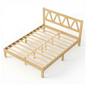 English Elm 1Pc Full Platform Bed Low Profile Oak Grain Engineered Wood Scandinavian Bedroom Frame B011P561014
