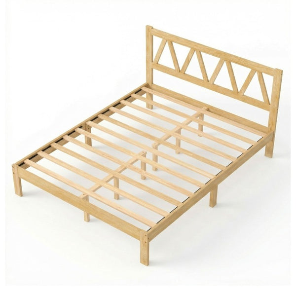 English Elm 1Pc Full Platform Bed Low Profile Oak Grain Engineered Wood Scandinavian Bedroom Frame B011P561014