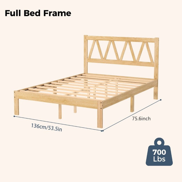 English Elm 1Pc Full Platform Bed Low Profile Oak Grain Engineered Wood Scandinavian Bedroom Frame B011P561014