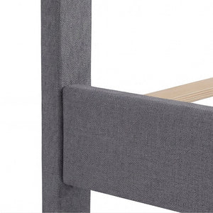 English Elm Modern Full Platform Bed Tall Upholstered Headboard Dark Gray Fabric Bedroom Frame B011P561022