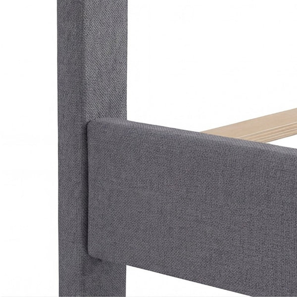 English Elm Modern Full Platform Bed Tall Upholstered Headboard Dark Gray Fabric Bedroom Frame B011P561022