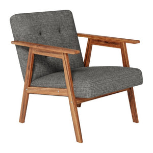 English Elm Gray Fabric Armchair Button Tufted Upholstery Solid Wood Legs Modern Accent Seat Gray B011P561032