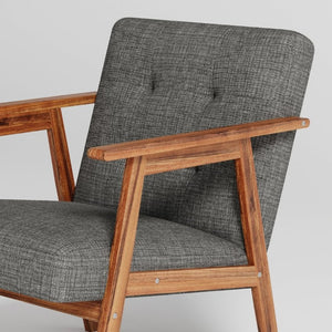 English Elm Gray Fabric Armchair Button Tufted Upholstery Solid Wood Legs Modern Accent Seat Gray B011P561032