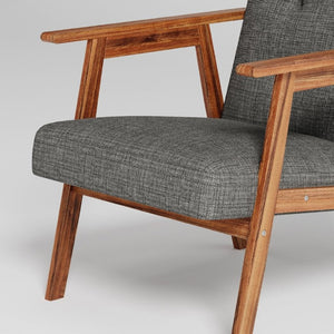 English Elm Gray Fabric Armchair Button Tufted Upholstery Solid Wood Legs Modern Accent Seat Gray B011P561032