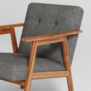 English Elm Gray Fabric Armchair Button Tufted Upholstery Solid Wood Legs Modern Accent Seat Gray B011P561032