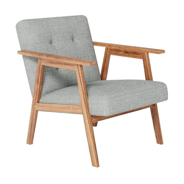 English Elm Gray Fabric Armchair Button Tufted Upholstery Solid Wood Legs Modern Accent Seat Light Gray B011P561037