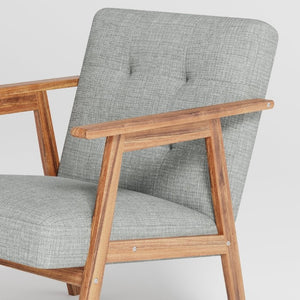 English Elm Gray Fabric Armchair Button Tufted Upholstery Solid Wood Legs Modern Accent Seat Light Gray B011P561037