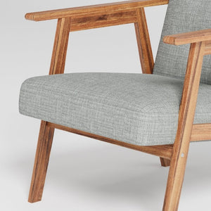 English Elm Gray Fabric Armchair Button Tufted Upholstery Solid Wood Legs Modern Accent Seat Light Gray B011P561037