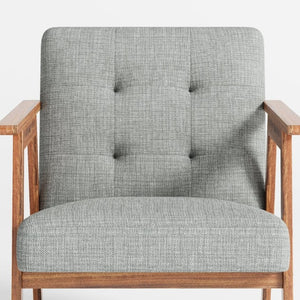 English Elm Gray Fabric Armchair Button Tufted Upholstery Solid Wood Legs Modern Accent Seat Light Gray B011P561037