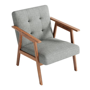 English Elm Gray Fabric Armchair Button Tufted Upholstery Solid Wood Legs Modern Accent Seat Light Gray B011P561037