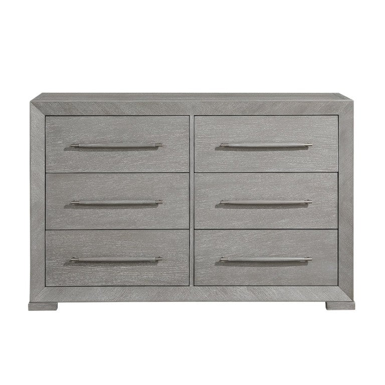 English Elm Stylish Six Drawer Oak Veneer Dresser with Ball Bearing Glides for Modern Bedrooms B011P562384