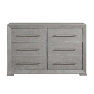 English Elm Stylish Six Drawer Oak Veneer Dresser with Ball Bearing Glides for Modern Bedrooms B011P562384