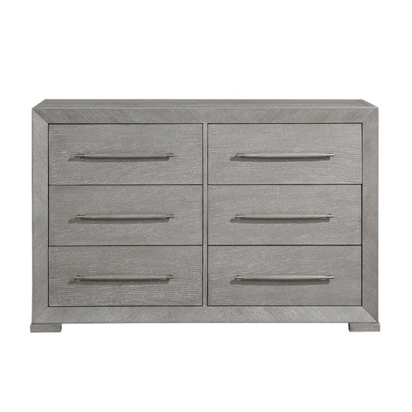 English Elm Stylish Six Drawer Oak Veneer Dresser with Ball Bearing Glides for Modern Bedrooms B011P562384