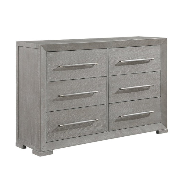 English Elm Stylish Six Drawer Oak Veneer Dresser with Ball Bearing Glides for Modern Bedrooms B011P562384