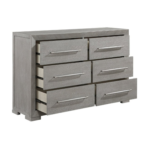 English Elm Stylish Six Drawer Oak Veneer Dresser with Ball Bearing Glides for Modern Bedrooms B011P562384