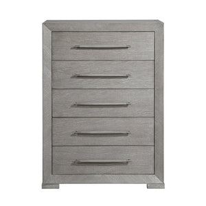 English Elm Stylish Five Drawer Gray Chest Dovetail Build Oak Veneer Bedroom Storage Tower B011P562386