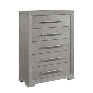 English Elm Stylish Five Drawer Gray Chest Dovetail Build Oak Veneer Bedroom Storage Tower B011P562386