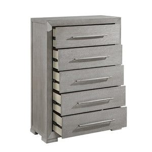 English Elm Stylish Five Drawer Gray Chest Dovetail Build Oak Veneer Bedroom Storage Tower B011P562386