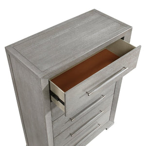 English Elm Stylish Five Drawer Gray Chest Dovetail Build Oak Veneer Bedroom Storage Tower B011P562386