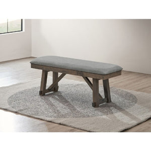 English Elm Gray Upholstered Farmhouse Dining Bench with Trestle Base for Entryway Seating Gray B011P562394