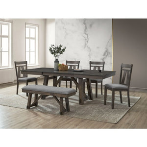 English Elm Gray Upholstered Farmhouse Dining Bench with Trestle Base for Entryway Seating Gray B011P562394