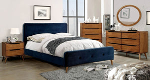 English Elm Mid-Century Modern Two Drawer Oak Nightstand with Tapered Legs for Bedroom B011P562412