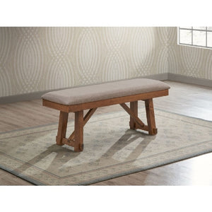English Elm Gray Upholstered Farmhouse Dining Bench with Trestle Base for Entryway Seating Brown B011P562456