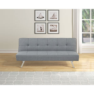 English Elm Contemporary Linen Futon Sofa Bed with Tufted Grid Chrome Legs for Studio Living Gray B011P562483