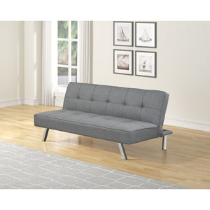 English Elm Contemporary Linen Futon Sofa Bed with Tufted Grid Chrome Legs for Studio Living Gray B011P562483