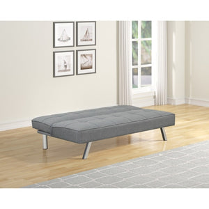English Elm Contemporary Linen Futon Sofa Bed with Tufted Grid Chrome Legs for Studio Living Gray B011P562483