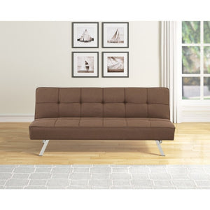 English Elm Contemporary Linen Futon Sofa Bed with Tufted Grid Chrome Legs for Studio Living Brown B011P562498