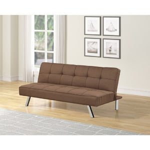 English Elm Contemporary Linen Futon Sofa Bed with Tufted Grid Chrome Legs for Studio Living Brown B011P562498