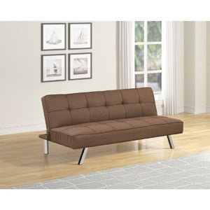 English Elm Contemporary Linen Futon Sofa Bed with Tufted Grid Chrome Legs for Studio Living Brown B011P562498