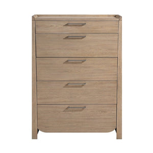 English Elm Modern 5 Drawer Vertical Chest Hickory Veneer Light Brown Bedroom Storage Fully Assembled B011P562506